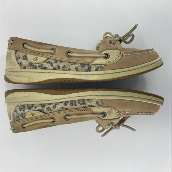 Sperry Angelfish Leopard Sequin Slip On Loafers Boat Shoes, 7M - Picture 2 of 9